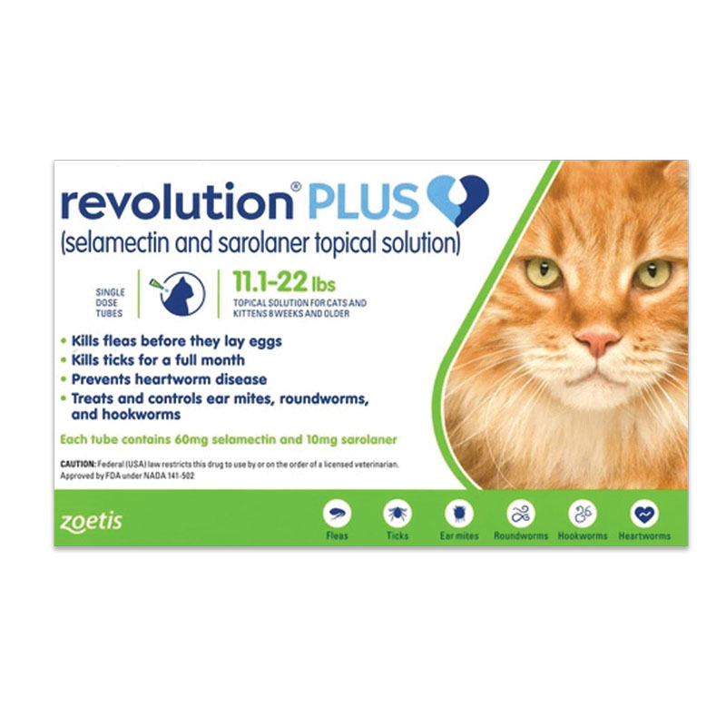 [3หลอด] Revolution PLUS 5.1-10 KG หยอดหลังแมวป้องกันเห็บ หมัด พยาธิ