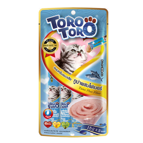 Toro Toro ขนมครีมแมวเลีย โทโรโทโร่ (15gx5 ซอง/แพ็ค) รสทูน่าไฟเบอร์