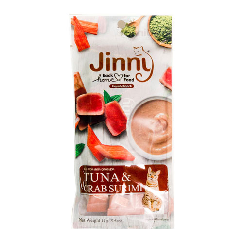 Jinny liquid snack 56g ขนมแมวเลียสำหรับแมวโต รสทูน่าและปู