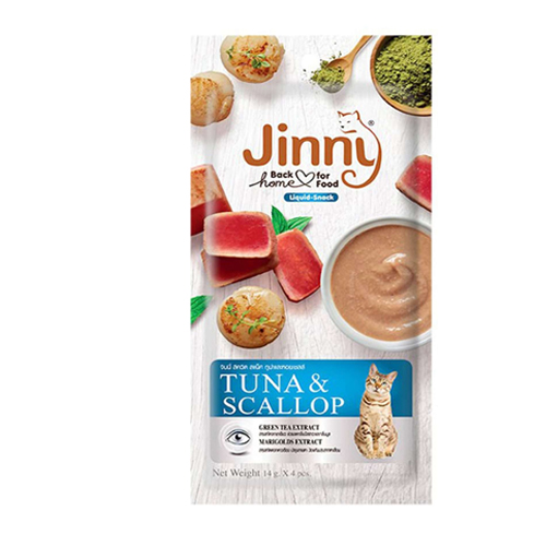 Jinny Liquid snack 56g ขนมครีมแมวเลียสำหรับแมวโต รสทูน่าและหอยเชลล์