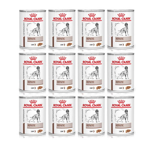 Royal canin VET hepatic can อาหารเปียกแบบกระป๋องสำหรับสุนัขโรคตับ 12 กระป๋อง