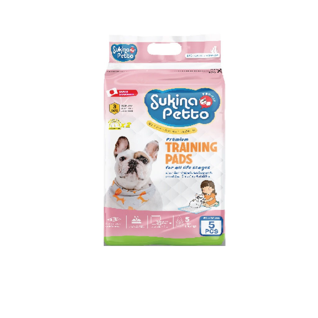 Sukina Petto Training Ped 60x90 cm. (5 Pcs./Pack) แผ่นฝึกขับถ่ายสำหรับสัตว์เลี้ยง