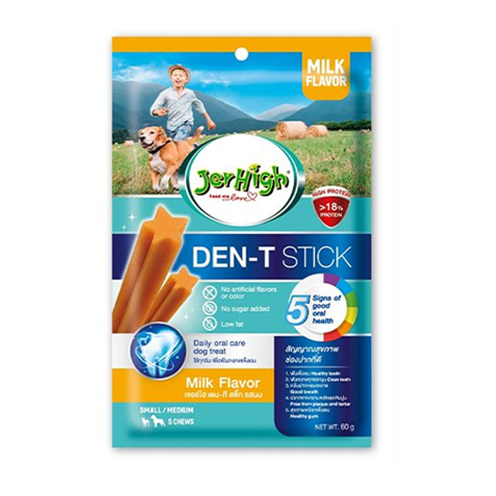 Jerhigh Den-T stick 50 g ขนมขัดฟัน รสนม