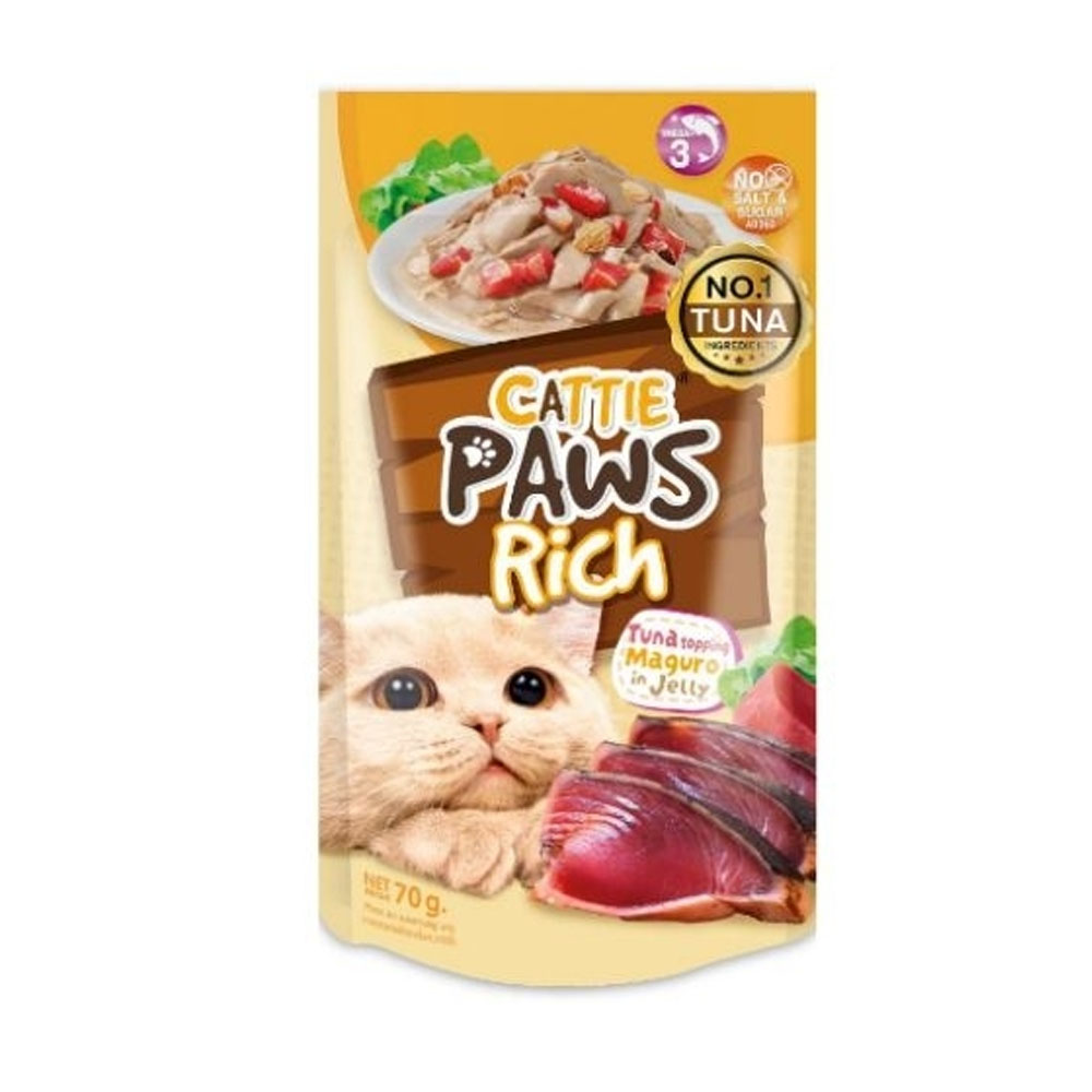 Cattie Paws อาหารเปียก รสทูน่ามากุโระเยลลี่ 70g