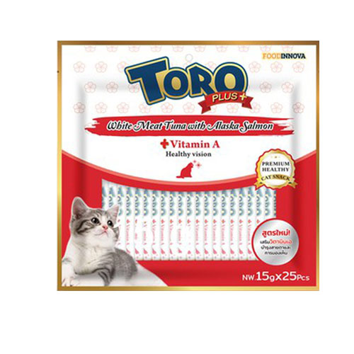 Toro Toro PLUS โทโร่ พลัส ขนมครีมแมวเลีย (15gx25 ซอง/แพ็ค) ทูน่าม่อนVitA