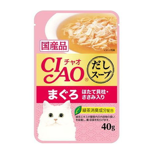 Ciao Pouch 40g อาหารเปียกสำหรับแมว มากุโร่+หอยเชลล์ไก่