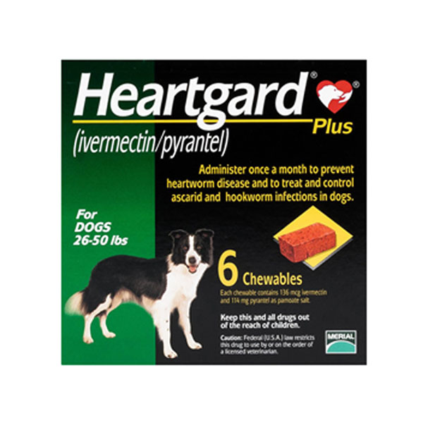 Heartgard Plus (6 เม็ด) 11-22 KG กำจัดพยาธิหนอนหัวใจ