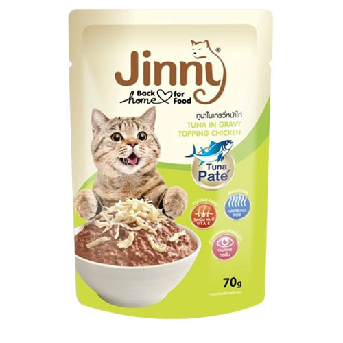 Jerhigh jinny 70 g จินนี่ เพาซ์ ( Jinny ) รสทูน่าในเกรวี่ หน้าไก่ 70 ก.