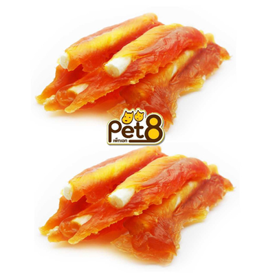 PET8 Sasami Jerky ขนมสุนัข สันในไก่ห่อแท่งเกลียว 360g JJ404  ขนมสุนัข