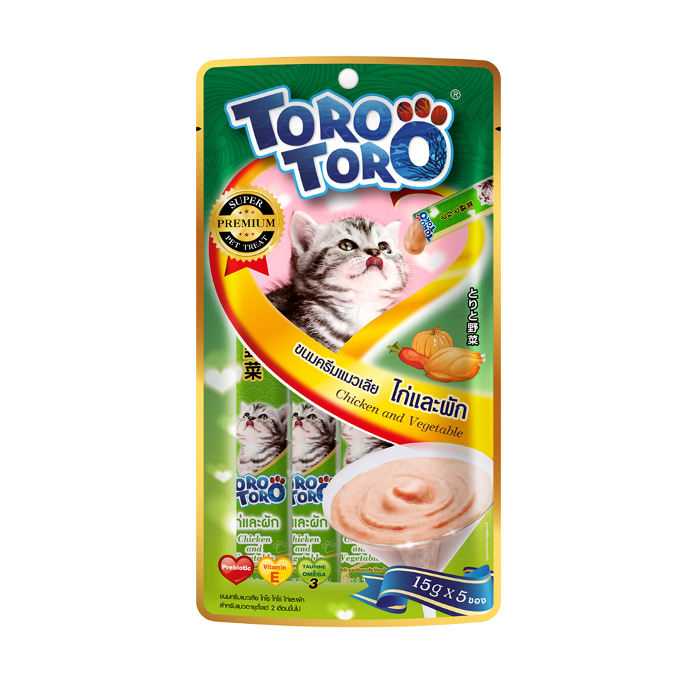 Toro Toro ครีมแมวเลีย โทโรโทโร่ (15gx5 ซอง/แพ็ค) ไก่และผัก