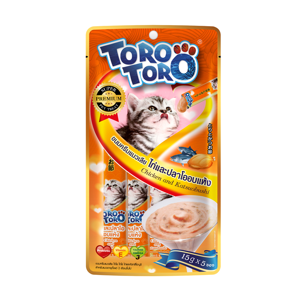 Toro Toro ครีมแมวเลีย โทโรโทโร่ (15gx5 ซอง/แพ็ค) ไก่ปลาโอ