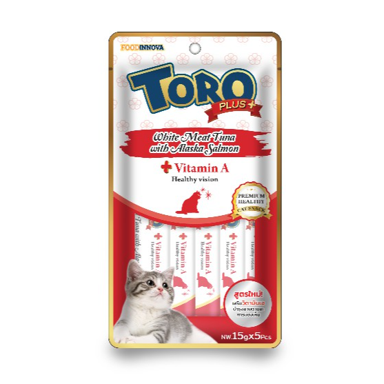 Toro Toro PLUS โทโร่ พลัส ครีมแมวเลีย (15gx5ซอง/แพ็ค) ทูน่าม่อนวิตามินเอ