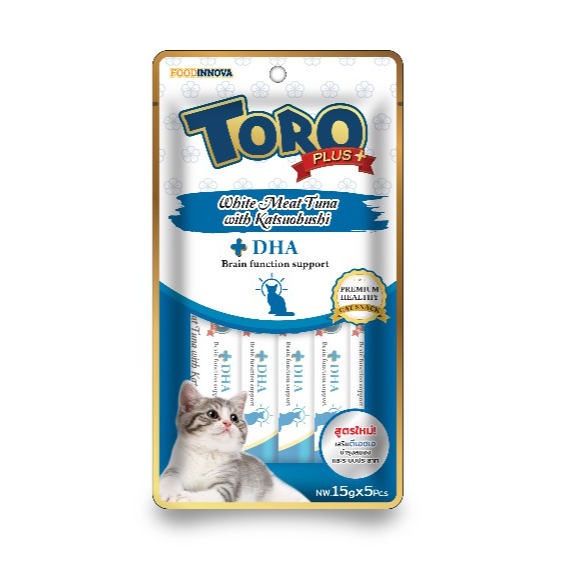 Toro Toro PLUS โทโร่ พลัส ครีมแมวเลีย (15gx5ซอง/แพ็ค) ทูน่าคัตสึโอะDHA