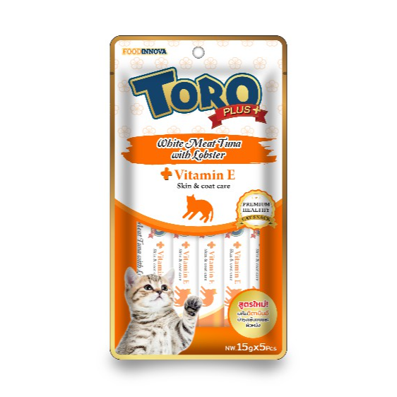 Toro Toro PLUS โทโร่ พลัส ครีมแมวเลีย (15gx5ซอง/แพ็ค) ทูน่าล็อบสเตอร์VitE