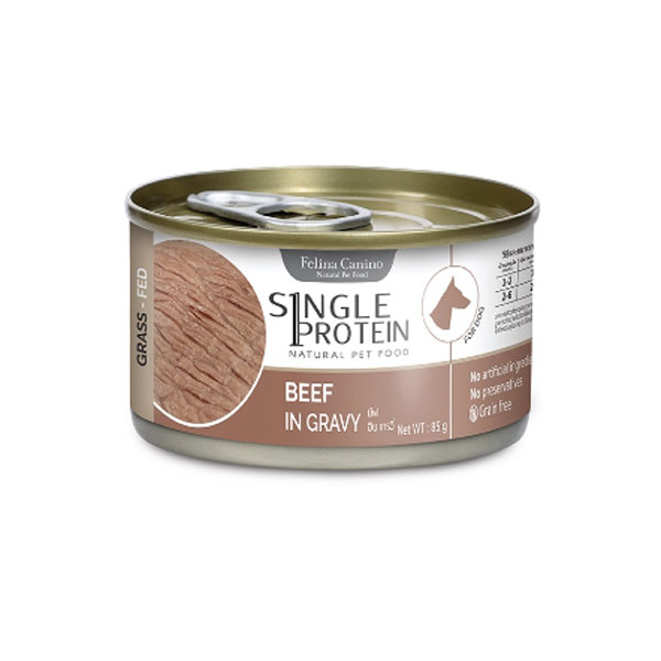 Felina canino สุนัข Single protein dog 85g เนื้อวัวในน้ำเกรวี่