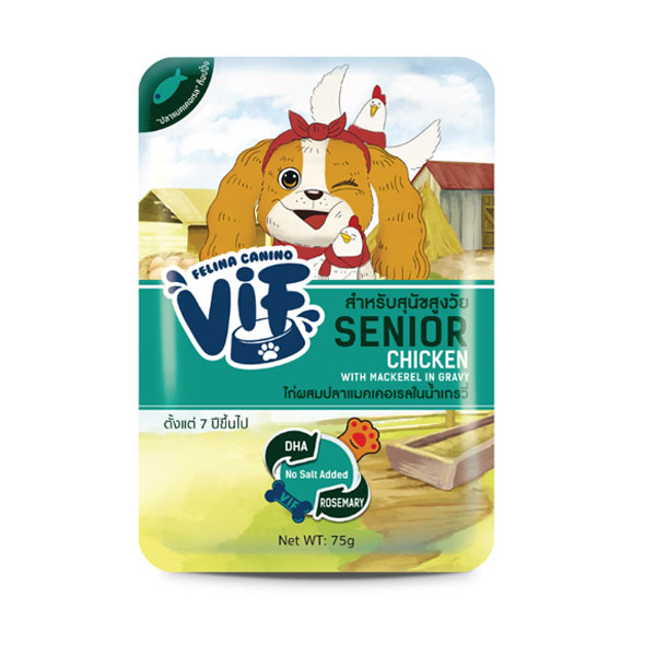 Felina vif dog 75g Senior ไก่ผสมปลาแมคเคอเรล