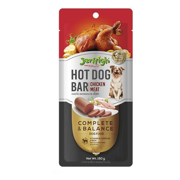 Jerhigh Hot dog Bar 150g ไส้กรอกรสไก่  ขนมสุนัข