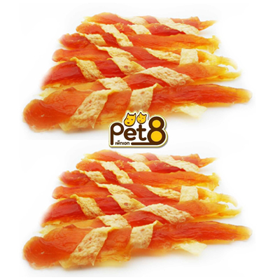 Pet8 Sasami 300g ปลาแผ่นพันสันในไก่ 300 g JJ504  ขนมสุนัข