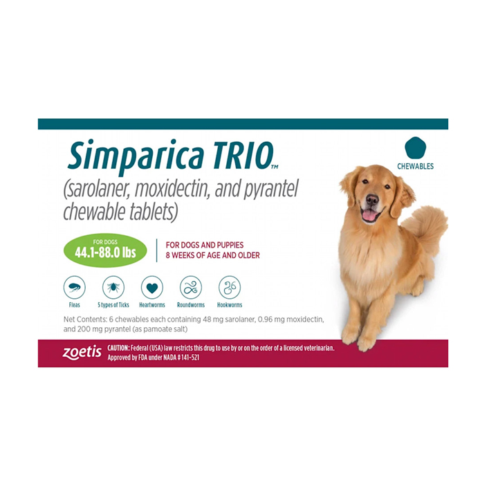 [EXP3-2025] SIMPARICA TRIO ป้องกันเห็บหมัด 20.1-40 กก ( 3 เม็ด)