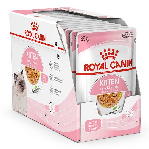 (12ซอง) ROYAL CANIN KITTEN JELLY อาหารเปียกลูกแมวอายุ 4-12 เดือน (ในเจลลี่)