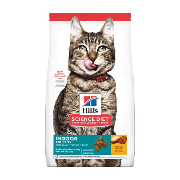 Hill's Indoor 7+ feline 1.58 กก. 3.5lb อาหารสำหรับแมวสูงวัยเลี้ยงในบ้านอายุ 7 ปีขึ้นไป